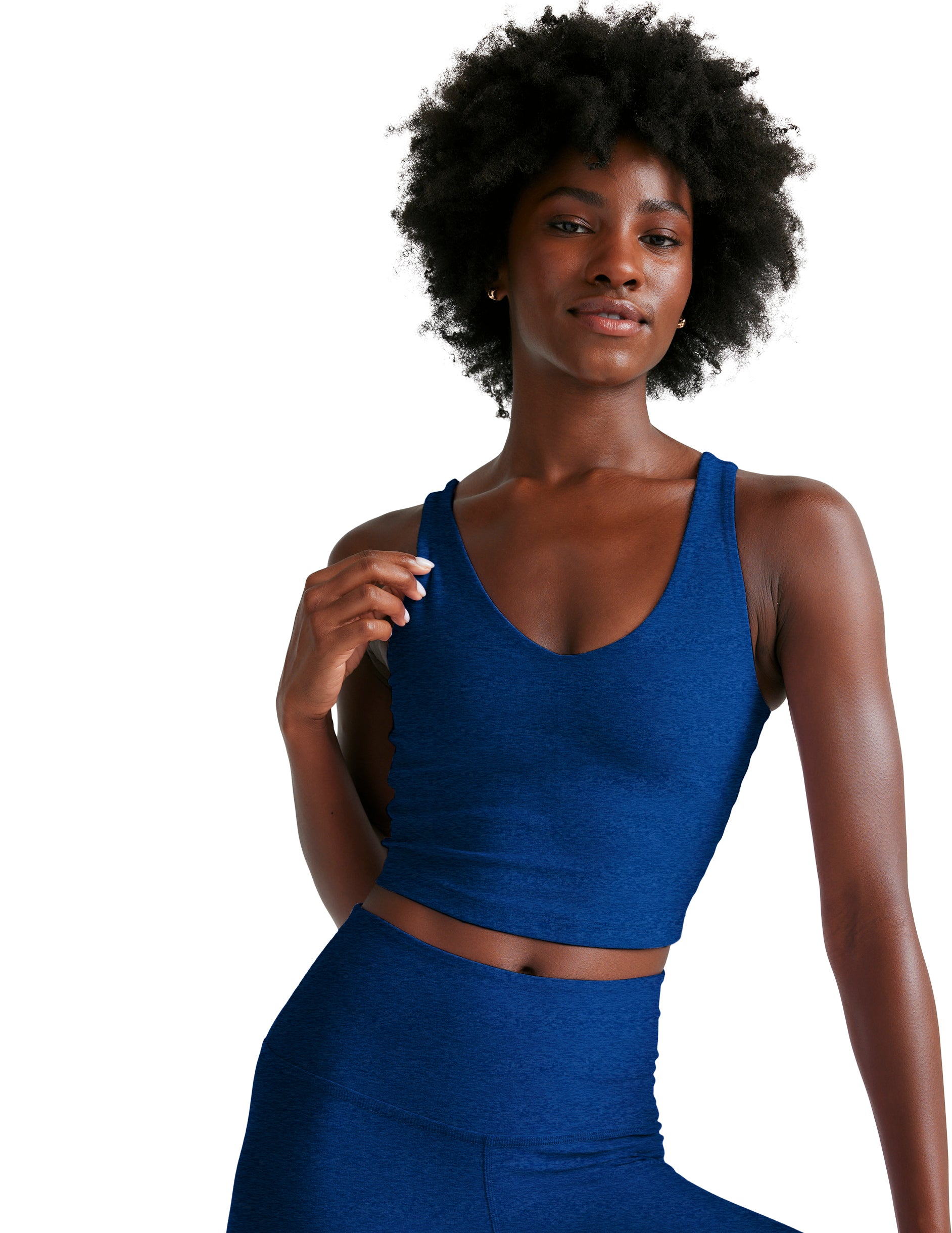 Spacedye Good Day Cropped Tank - Marine Blue Heather-Beyond Yoga-Happy on Main