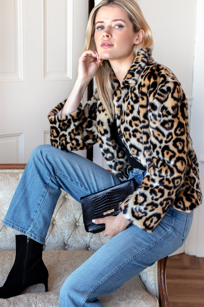 Short 60s Coat - Leopard Fur-Emerson Fry-Happy on Main