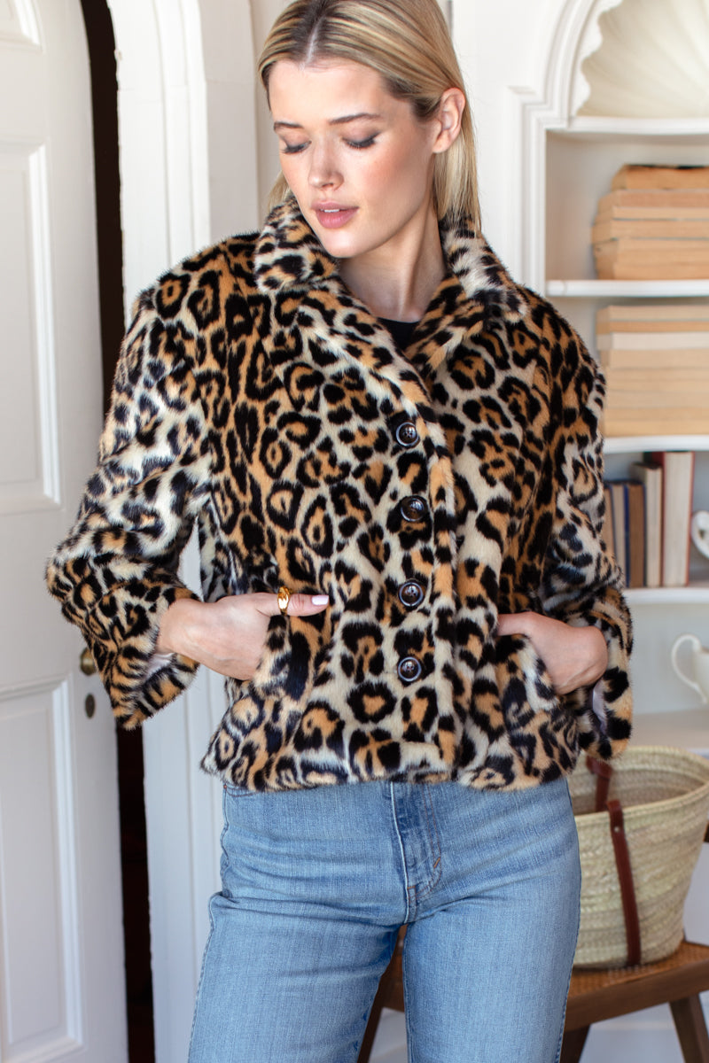 Short 60s Coat - Leopard Fur-Emerson Fry-Happy on Main