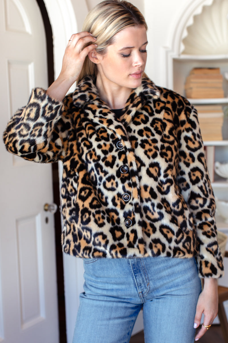 Short 60s Coat - Leopard Fur-Emerson Fry-Happy on Main