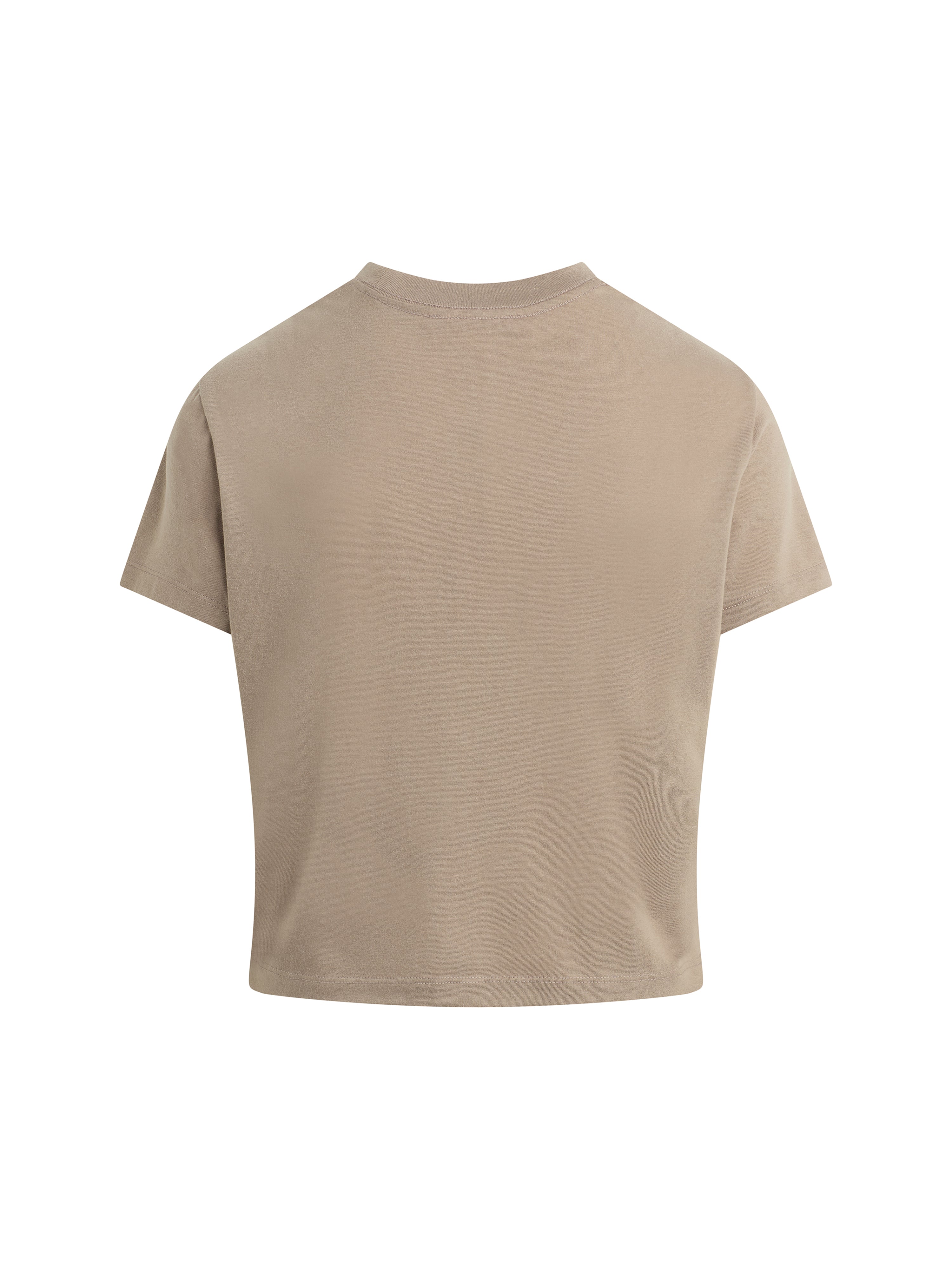 The Cropped Signature Chest Logo Tee - Soft Taupe/Gardenia-Favorite Daughter-Happy on Main