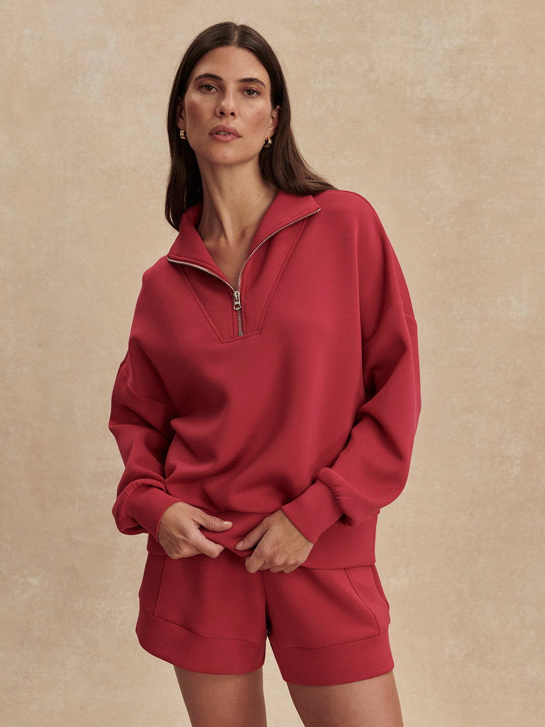 Hawley Half Zip Sweat - Rich Raspberry-Varley-Happy on Main