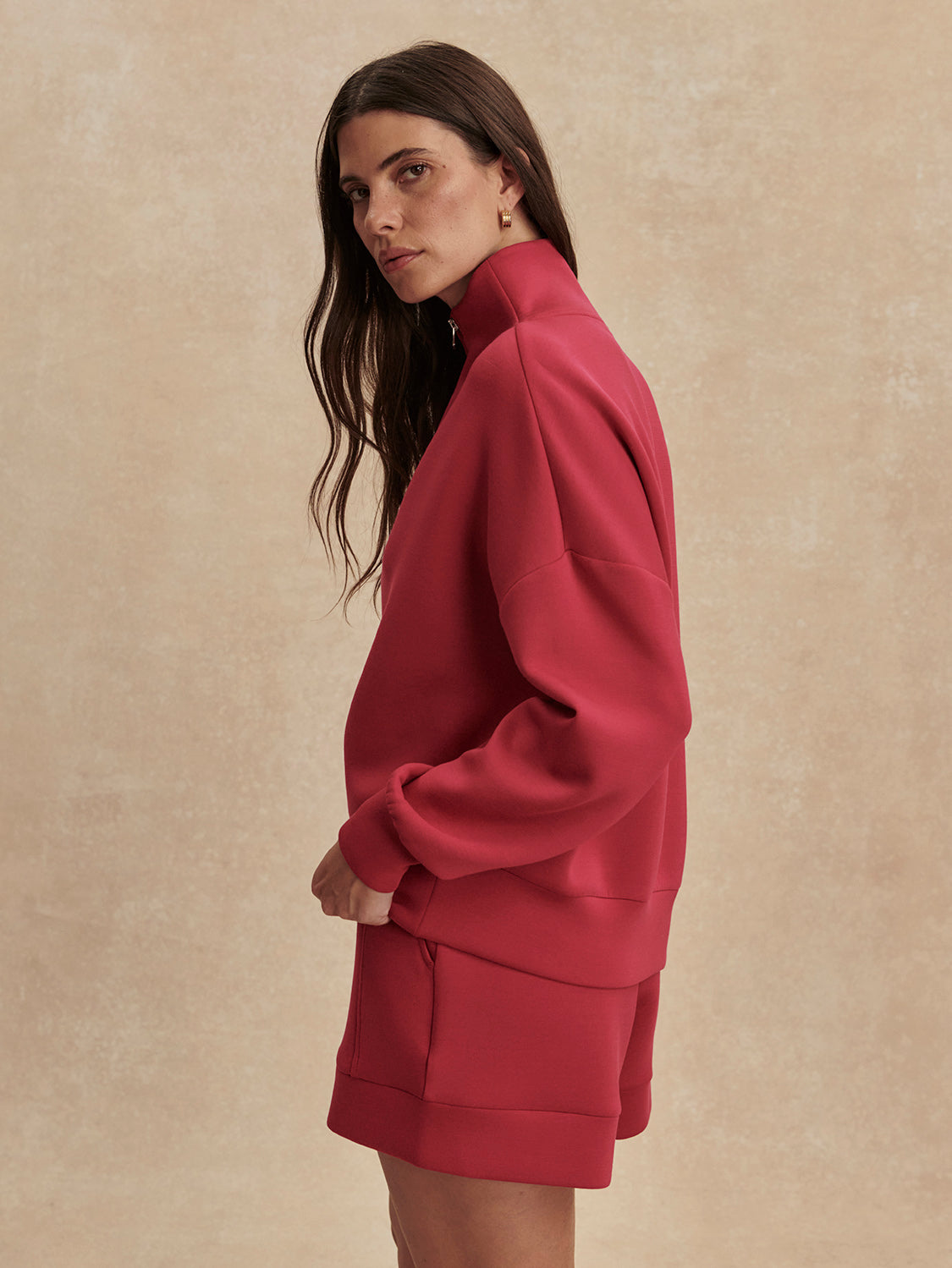 Hawley Half Zip Sweat - Rich Raspberry-Varley-Happy on Main