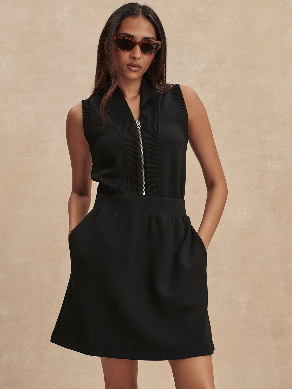 Polyanna Half Zip Dress - Black-Varley-Happy on Main