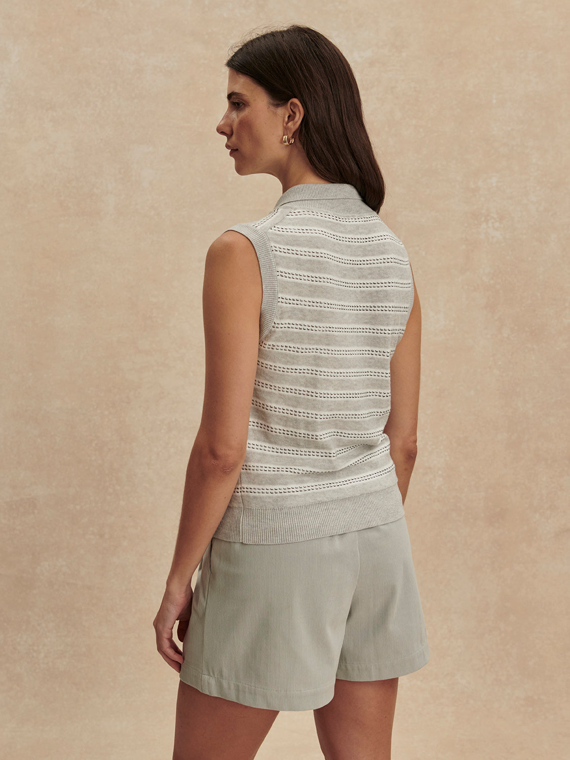 Dannah Stripe Knit Top - Light Grey Marl-Varley-Happy on Main
