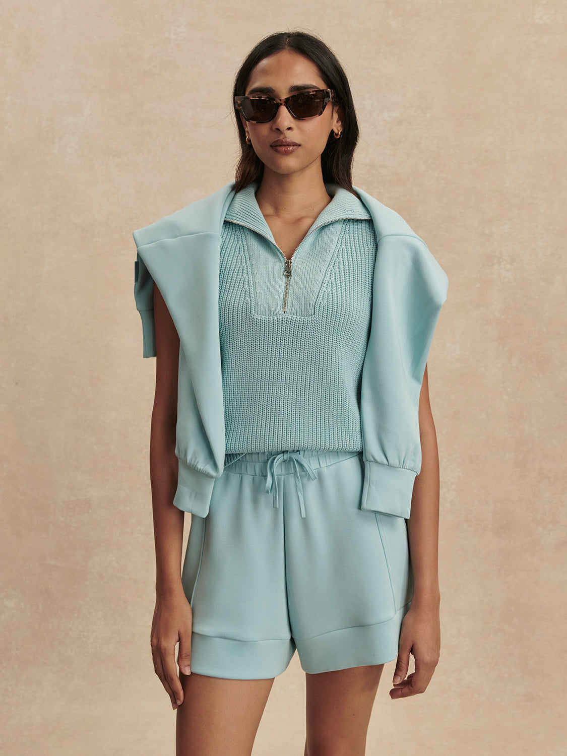 Clifford Half Zip Knit - Porcelain Blue-Varley-Happy on Main