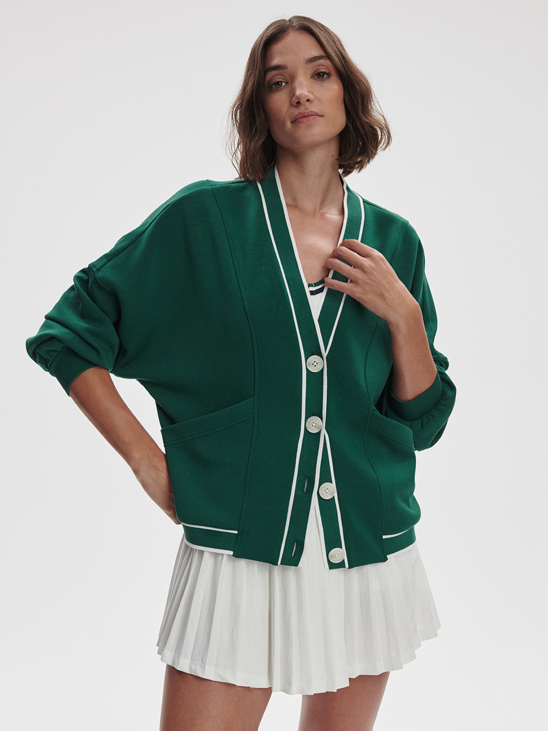 Decker off Court Cardigan - Forest-Varley-Happy on Main