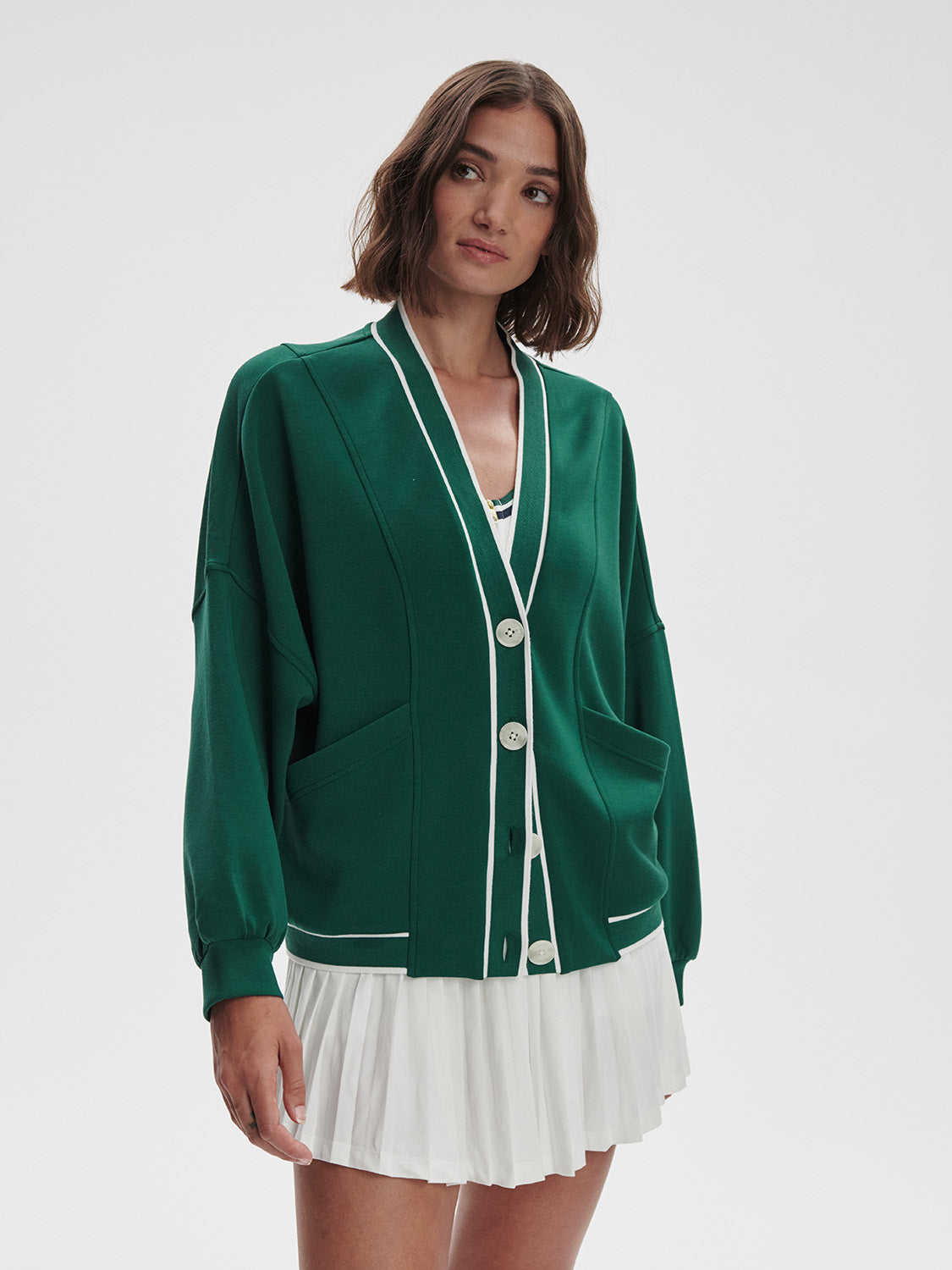 Decker off Court Cardigan - Forest-Varley-Happy on Main