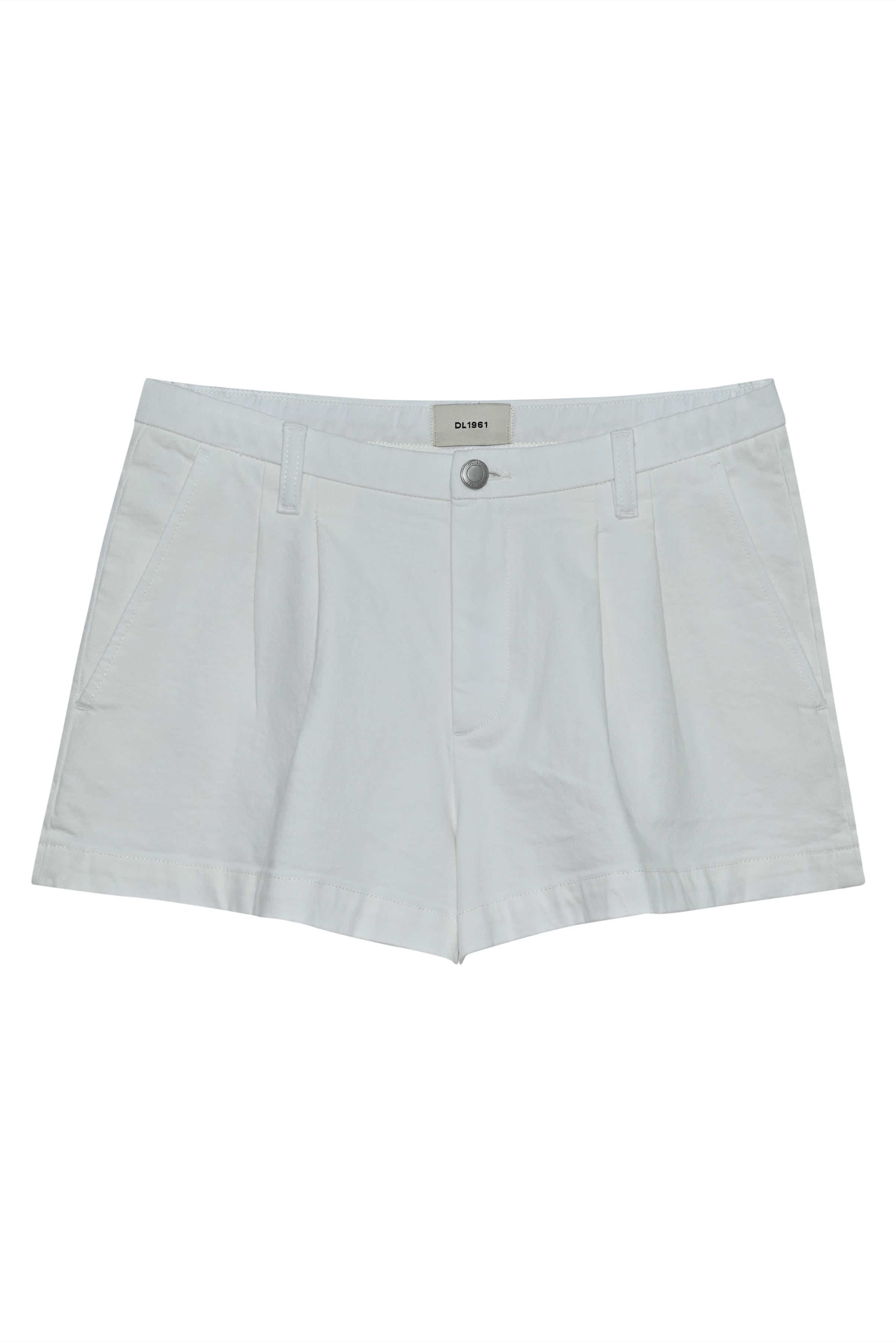 Isabel Short : High Rise Pleated 2.5’ - White-DL1961-Happy on Main