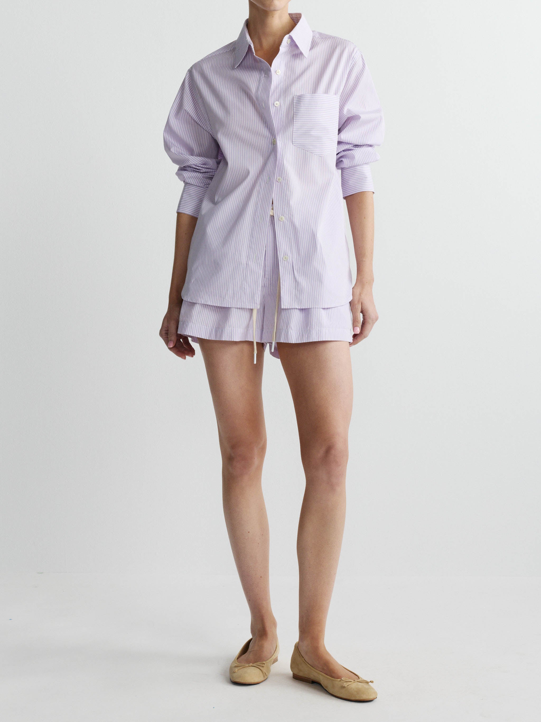 Faye Oversized Shirt - Lilac Stripe-DL1961-Happy on Main