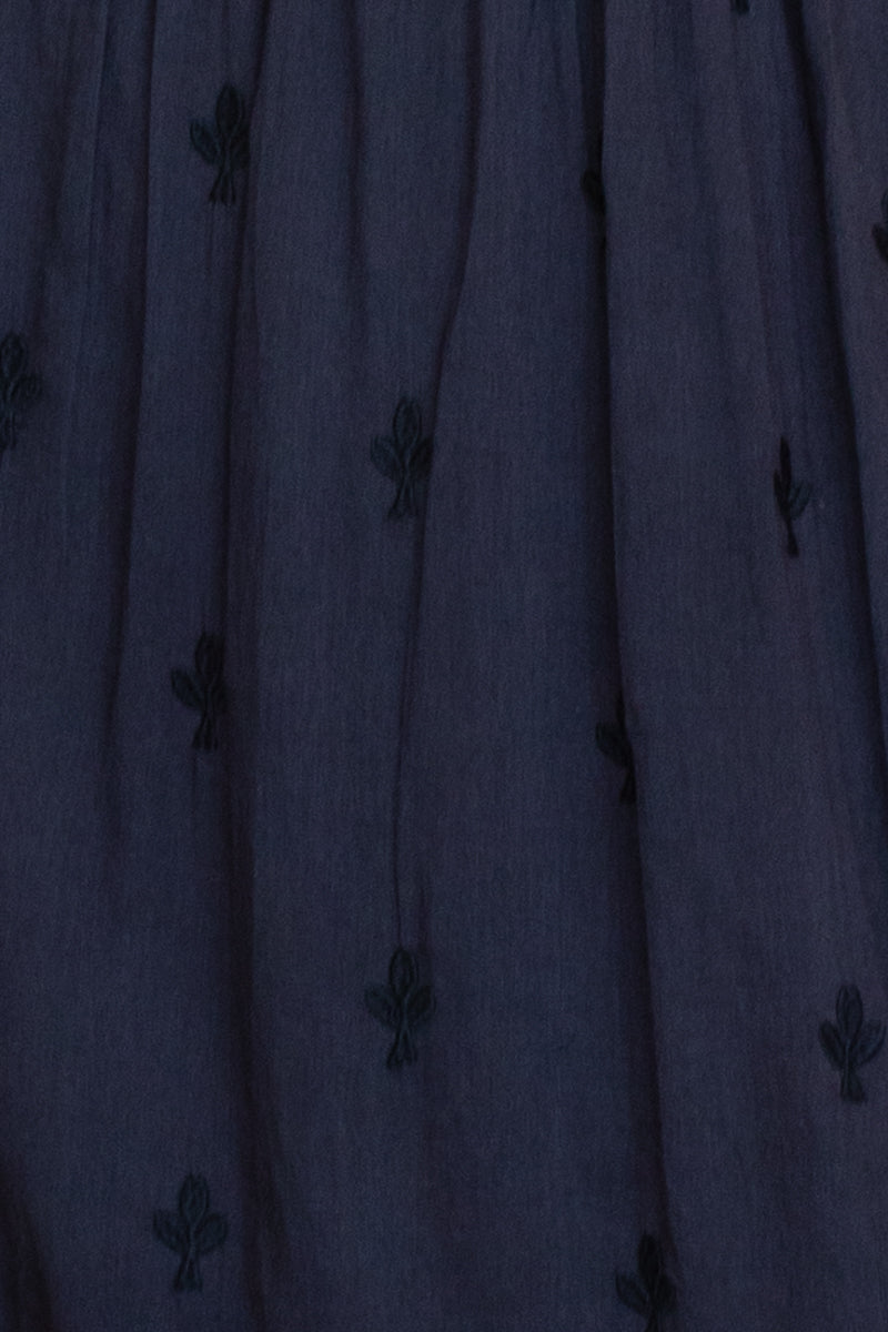 Shirred Skirt - Embroidered Clover Midnight-Emerson Fry-Happy on Main
