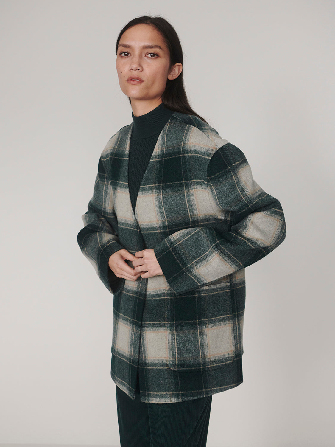Alderton Check Scarf Coat - Ponderosa Pine Check-Varley-Happy on Main