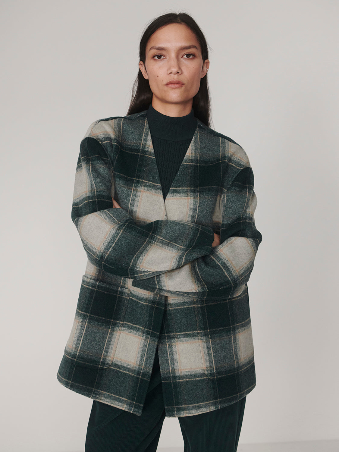 Alderton Check Scarf Coat - Ponderosa Pine Check-Varley-Happy on Main