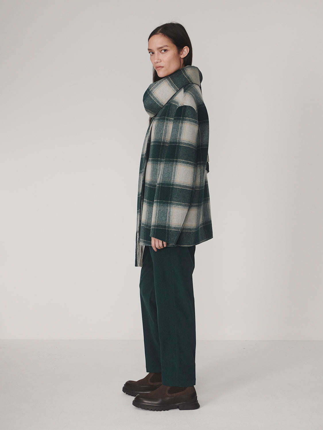 Alderton Check Scarf Coat - Ponderosa Pine Check-Varley-Happy on Main