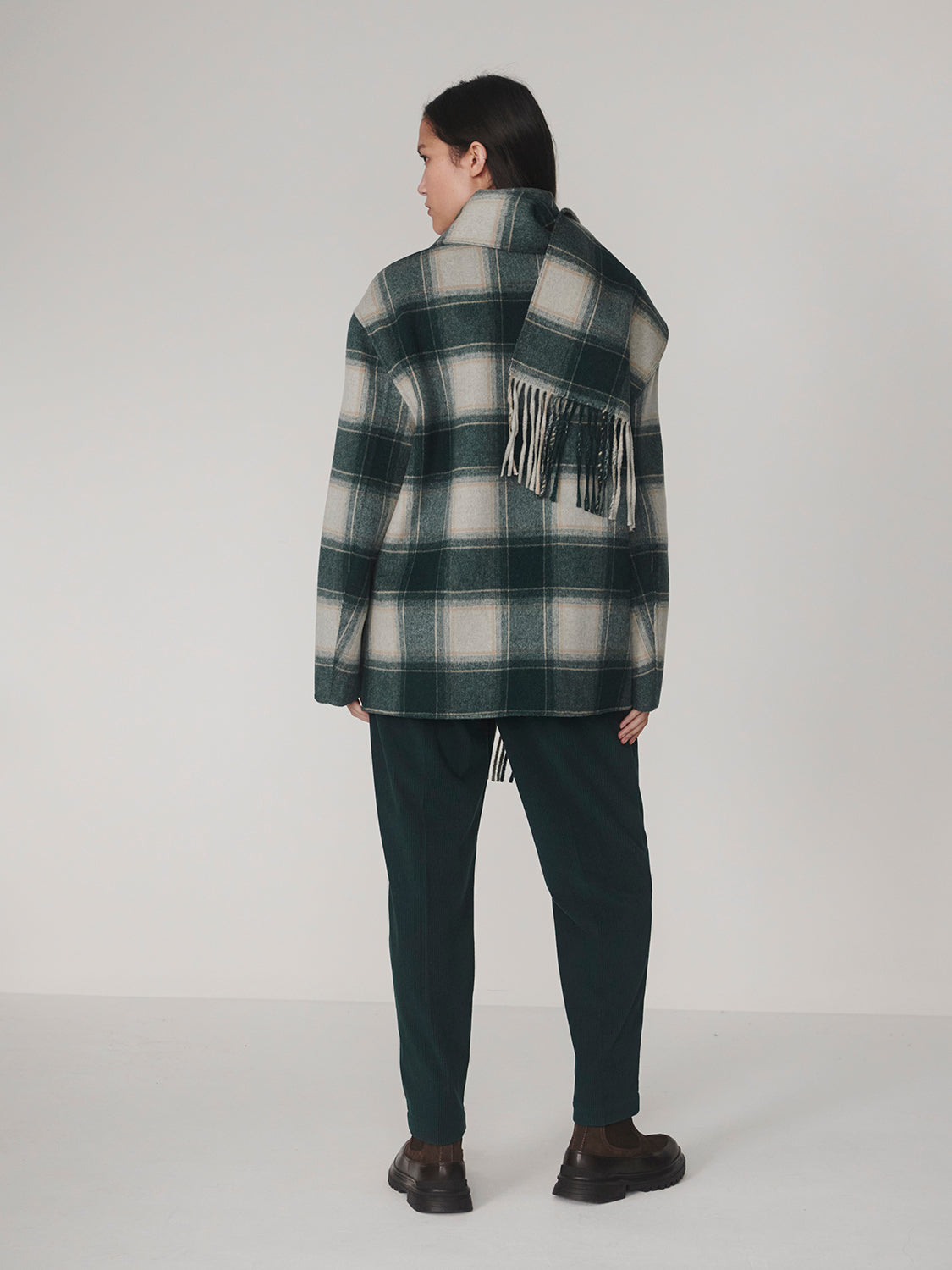 Alderton Check Scarf Coat - Ponderosa Pine Check-Varley-Happy on Main