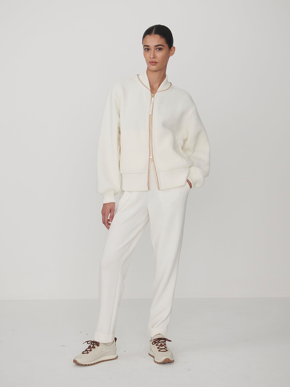 Klaudia Fleece Jacket - Egret-Varley-Happy on Main