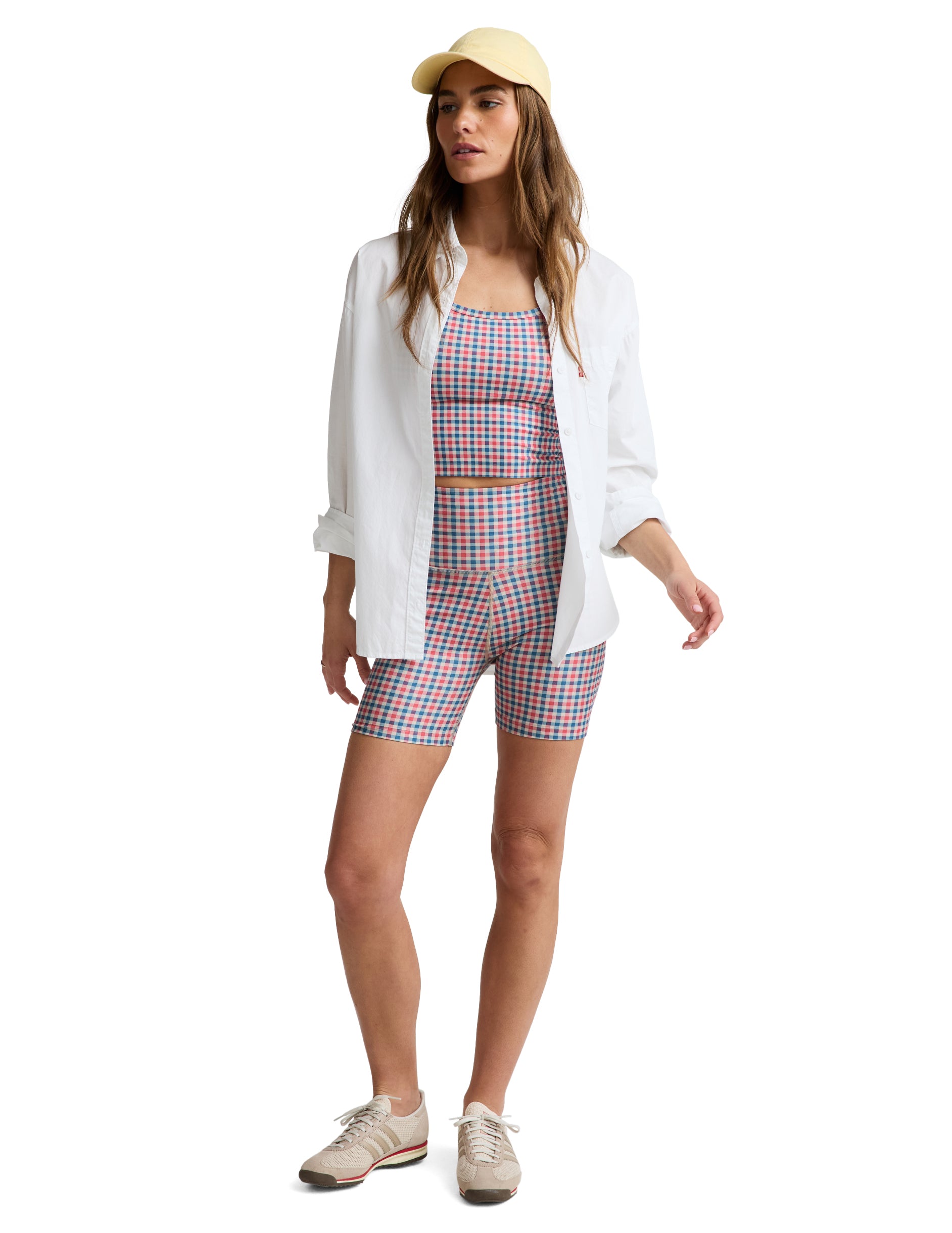 Softmark Slim Racerback High Crop Tank - Sunwashed Gingham Multi-Beyond Yoga-Happy on Main
