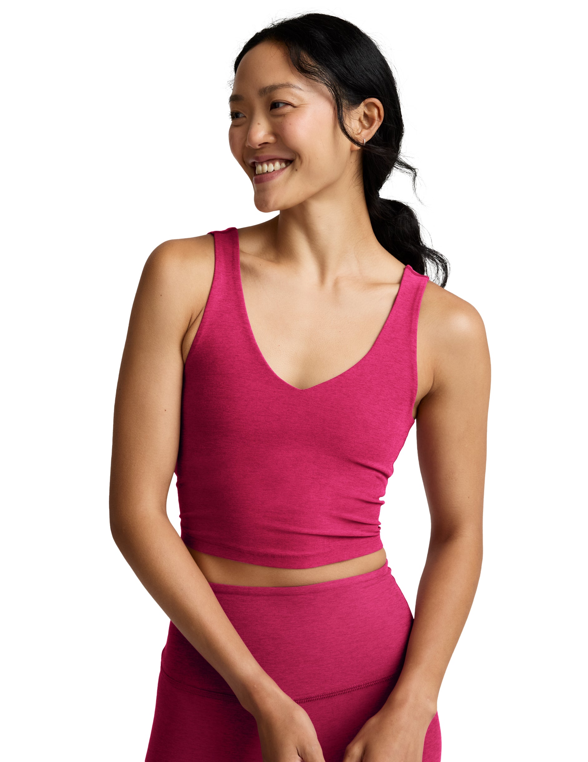 Spacedye Good Day Cropped Tank - Berry Red Heather-Beyond Yoga-Happy on Main