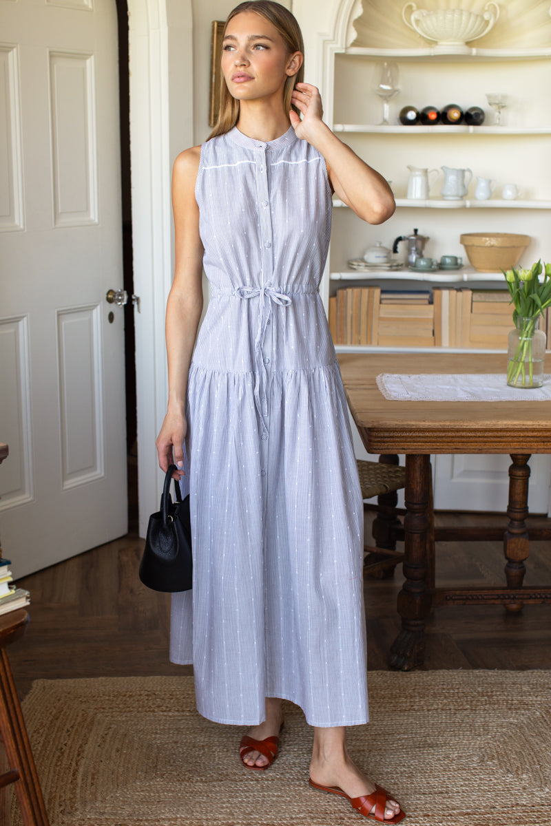 Lucy 4 Basque Sleeveless Dress - James Stripe-Emerson Fry-Happy on Main