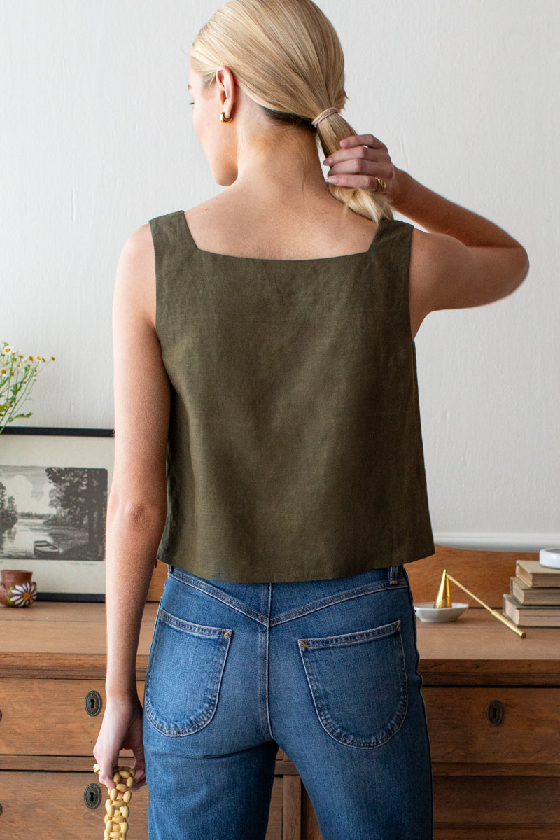 Roma Top 2 - Martini Olive Linen-Emerson Fry-Happy on Main