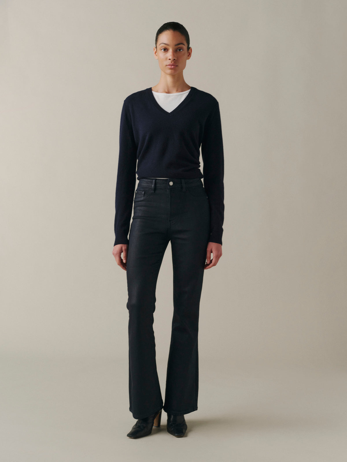 The Austin Stretch Coated Bootcut - Coated Knight-DL1961-Happy on Main