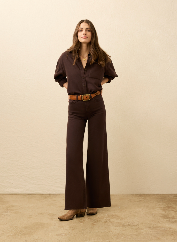 Saturday Denim Wide Leg - Chocolate Brown-Faherty-Happy on Main