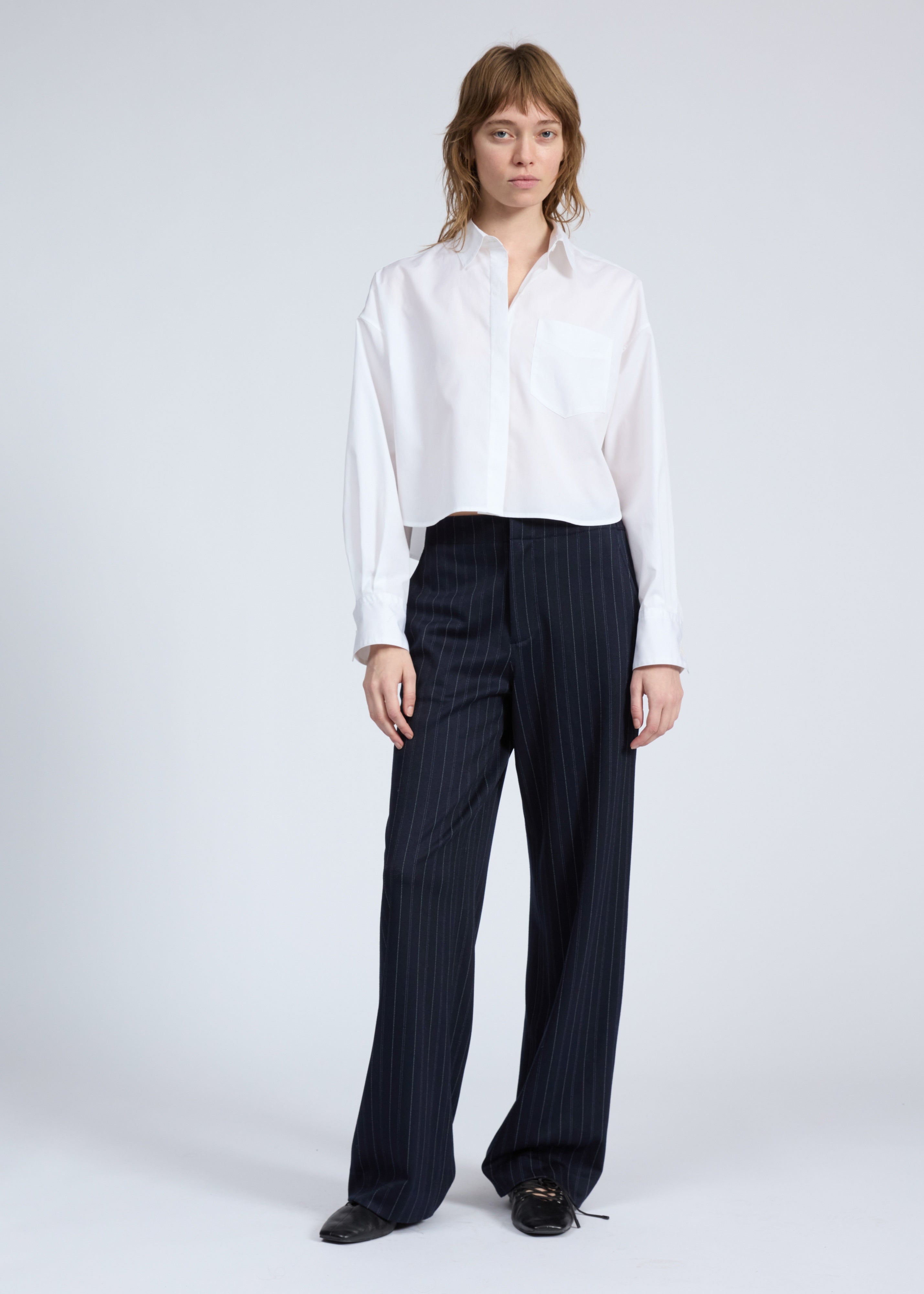 Marin Cropped Shirt - White-Rag & Bone-Happy on Main