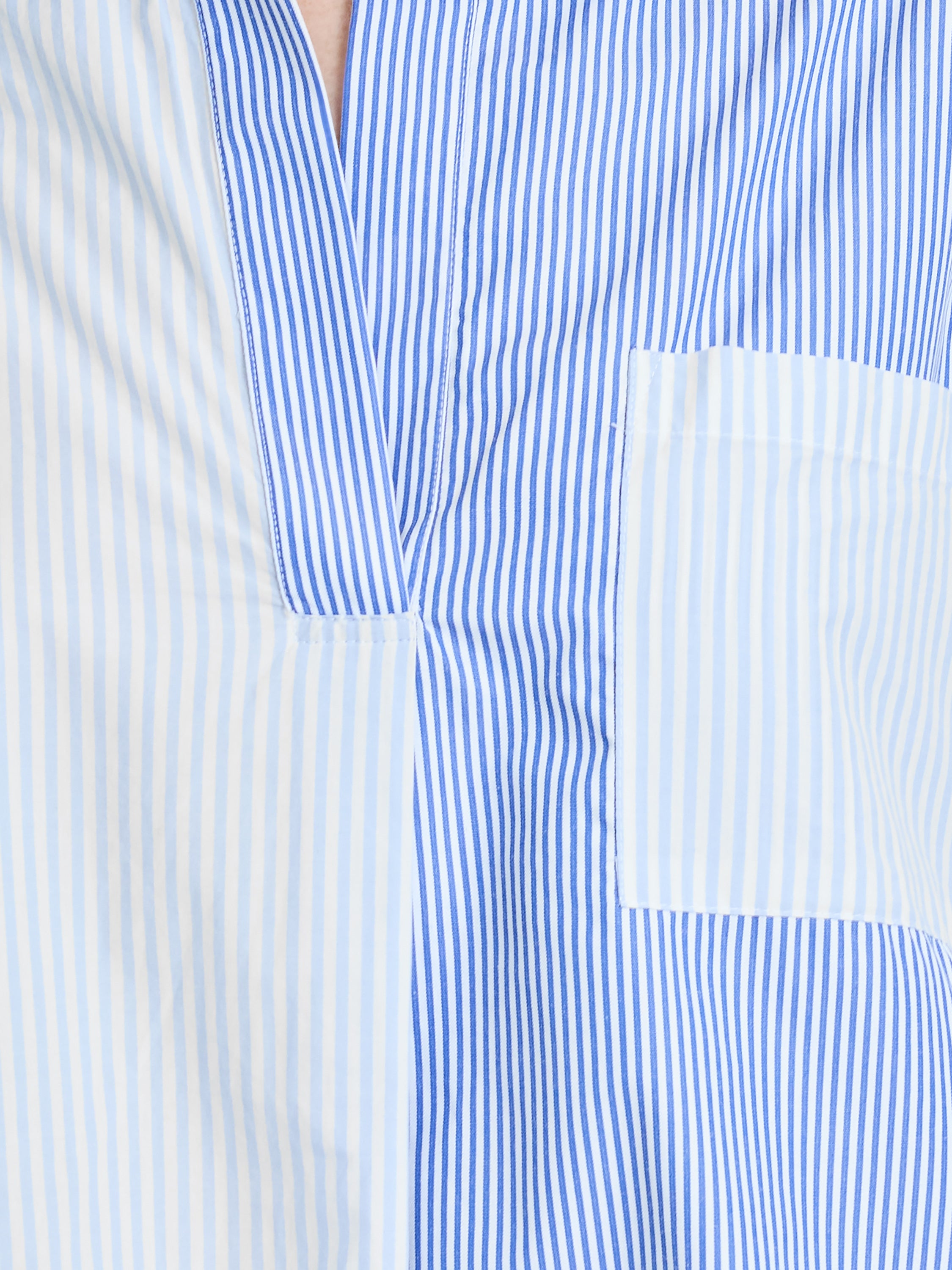 Stripe Popover Shirt - Linen-Navy-Light Blue-French Connection-Happy on Main