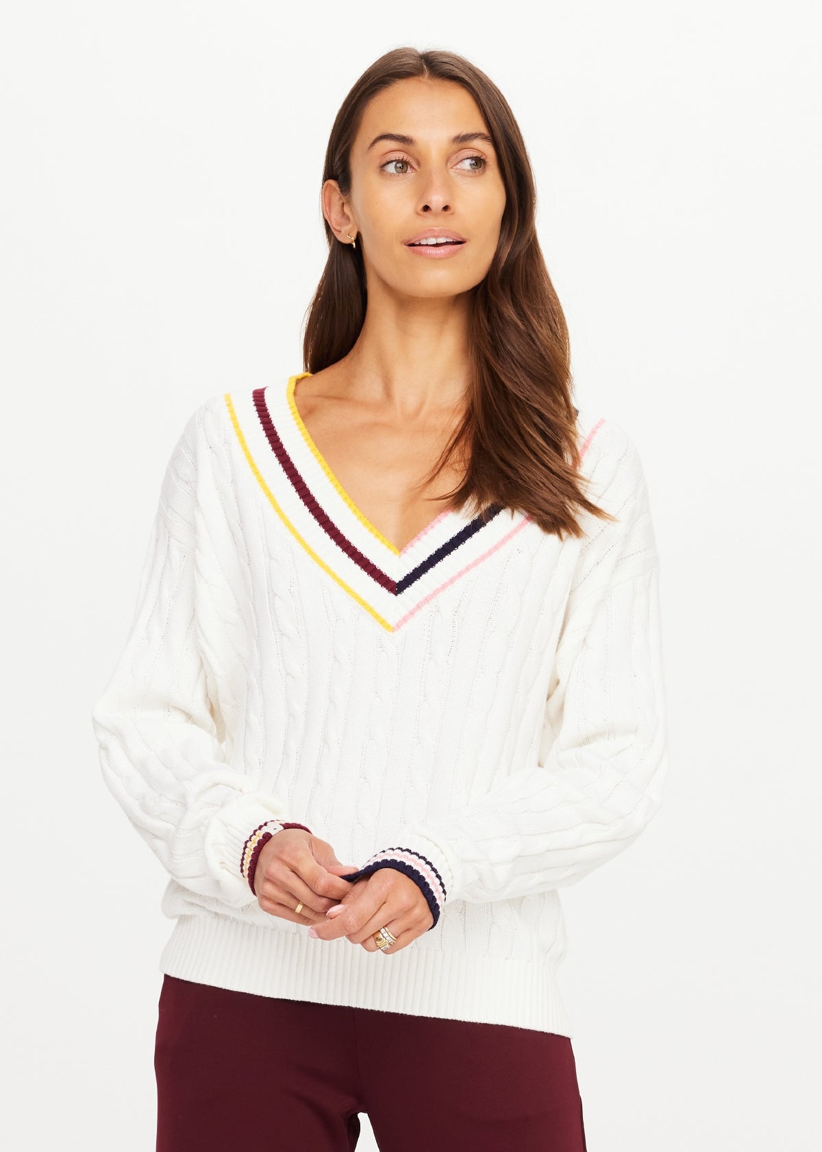 Josette Vneck Knit Sweater - Cream-The Upside-Happy on Main