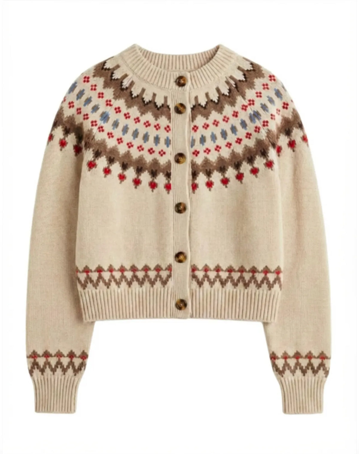 Fiorella Fair Isle Cardigan - Ivory-Marine Layer-Happy on Main