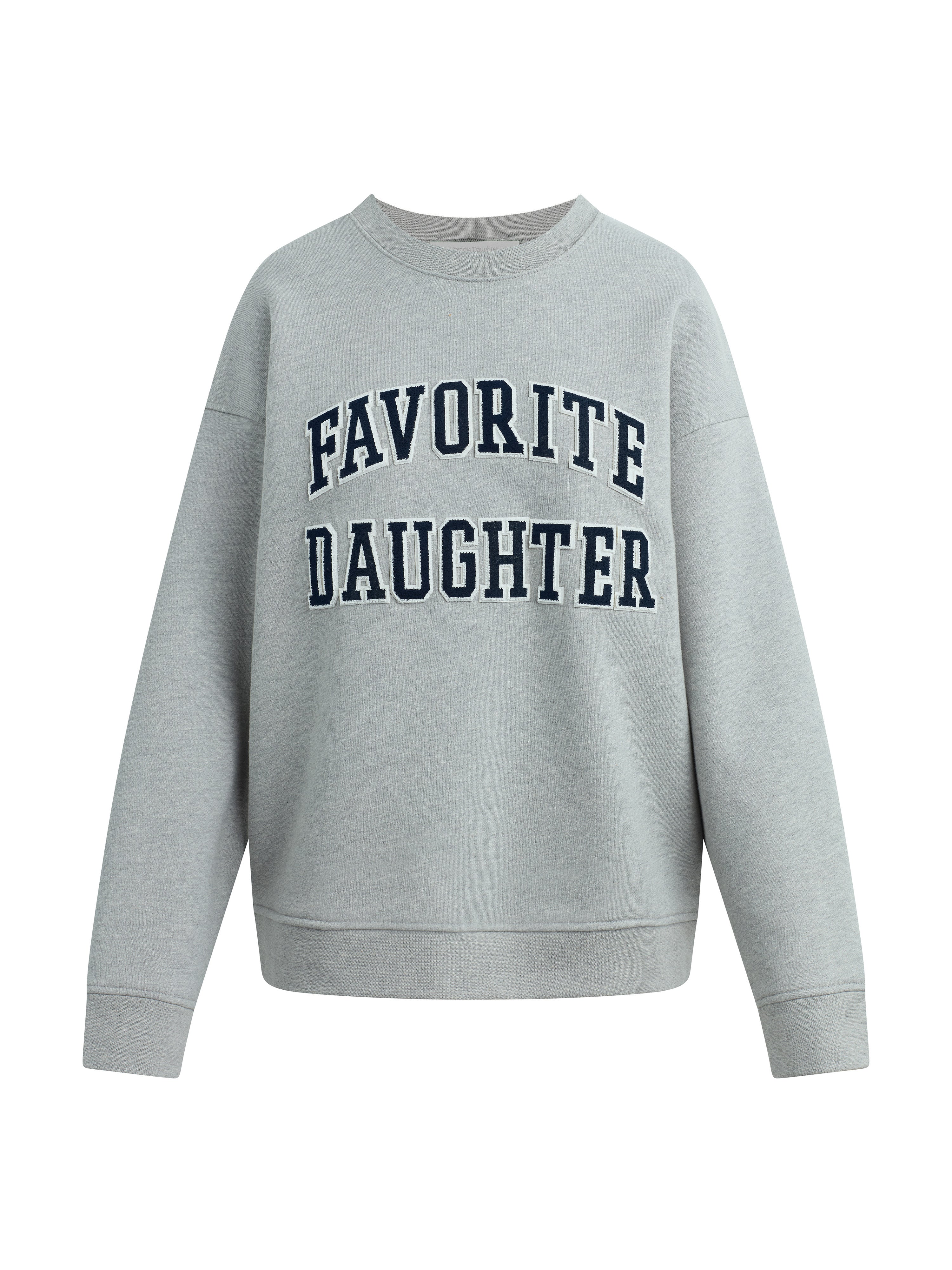 The Embroidery Collegiate Sweatshirt - Heather Grey/Navy-Favorite Daughter-Happy on Main