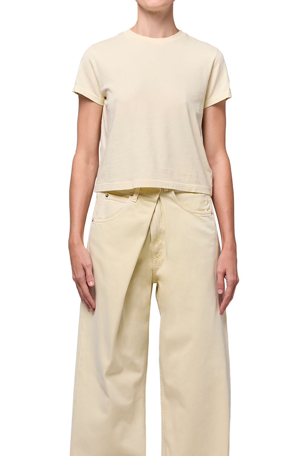 Adine Shrunken Tee - Lemon Drop-AGOLDE-Happy on Main