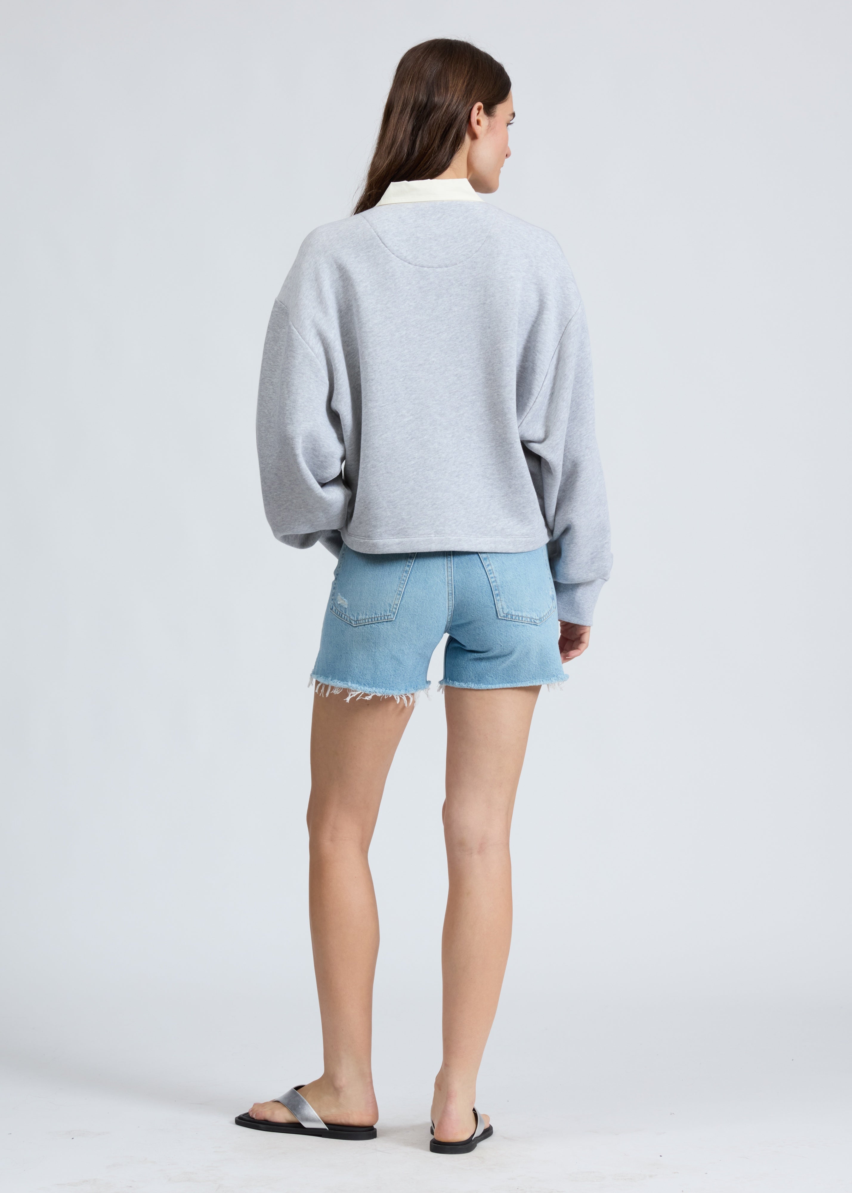 Vintage Terry Oversized Polo Sweatshirt - Heather Gray-Rag & Bone-Happy on Main