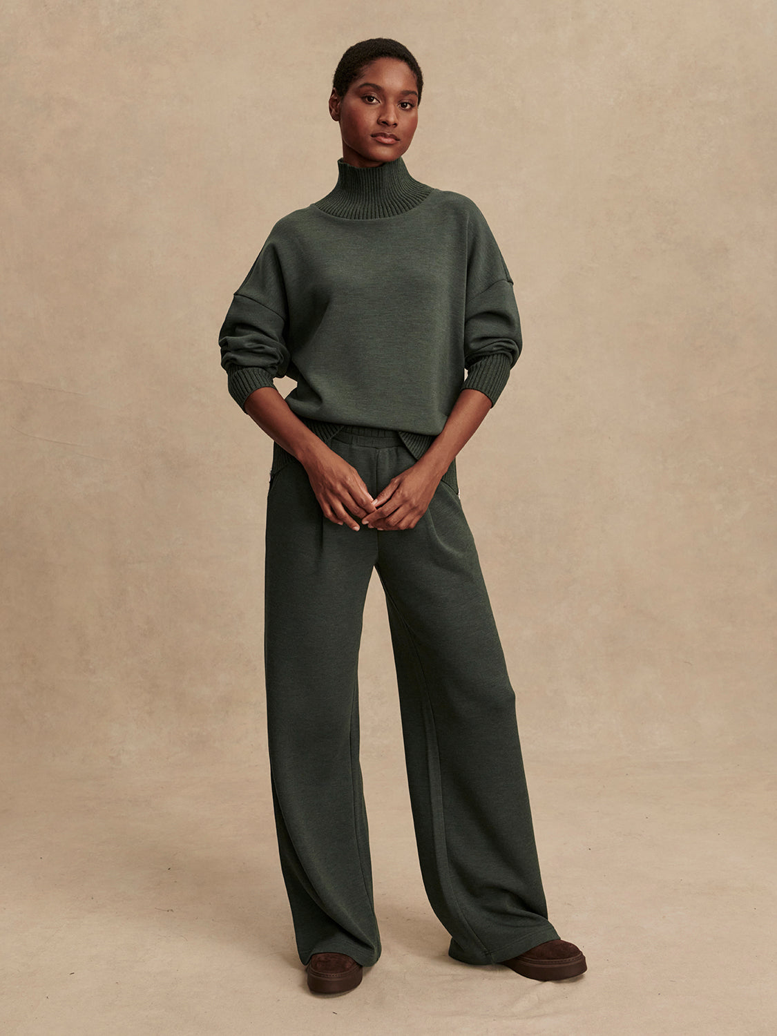 The Extra Wide Leg Pant 29.5 - Olive Marl-Varley-Happy on Main