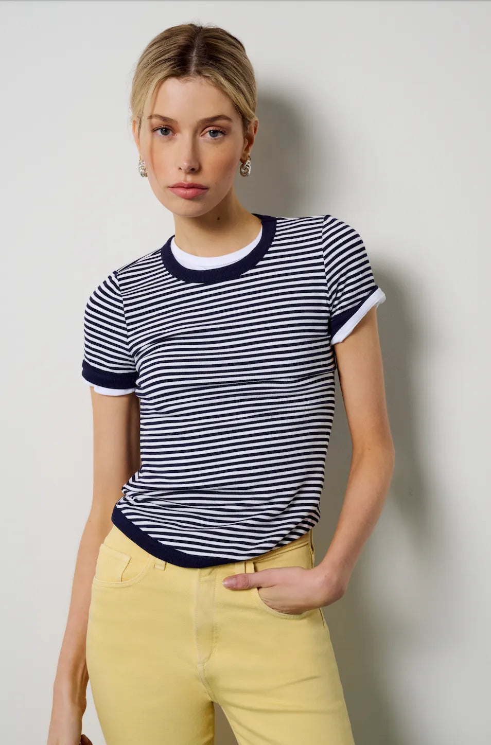 The Foundation Tee - Navy/White Stripe-Favorite Daughter-Happy on Main