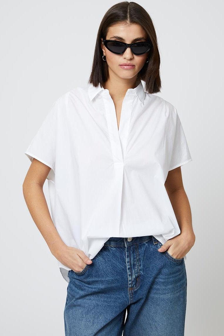Cele Rhodes Poplin Sleeveless Shirt-Casual Tops-Happy on Main