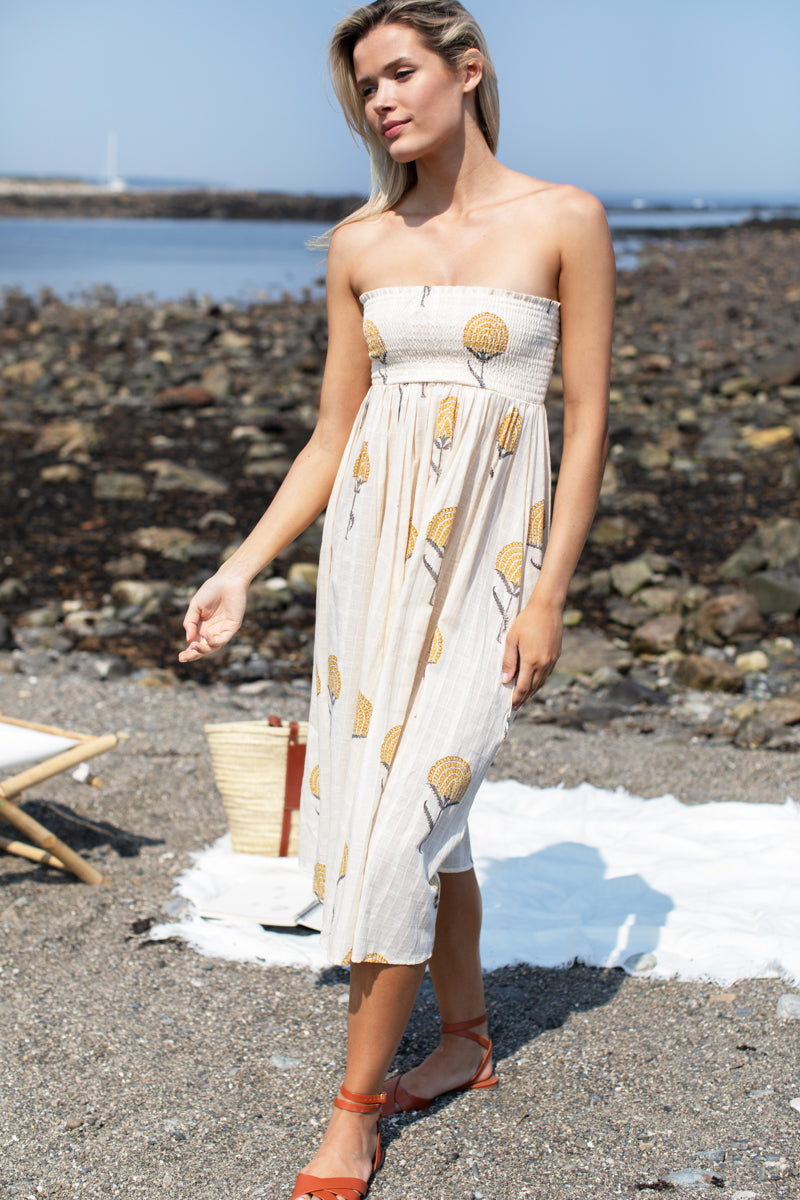 Smocked Maxi Skirt - Fan Flowers Marigold-Emerson Fry-Happy on Main