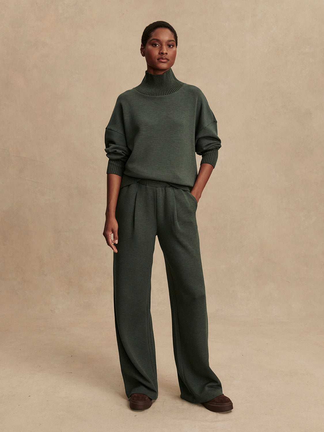 The Extra Wide Leg Pant 29.5 - Olive Marl-Varley-Happy on Main