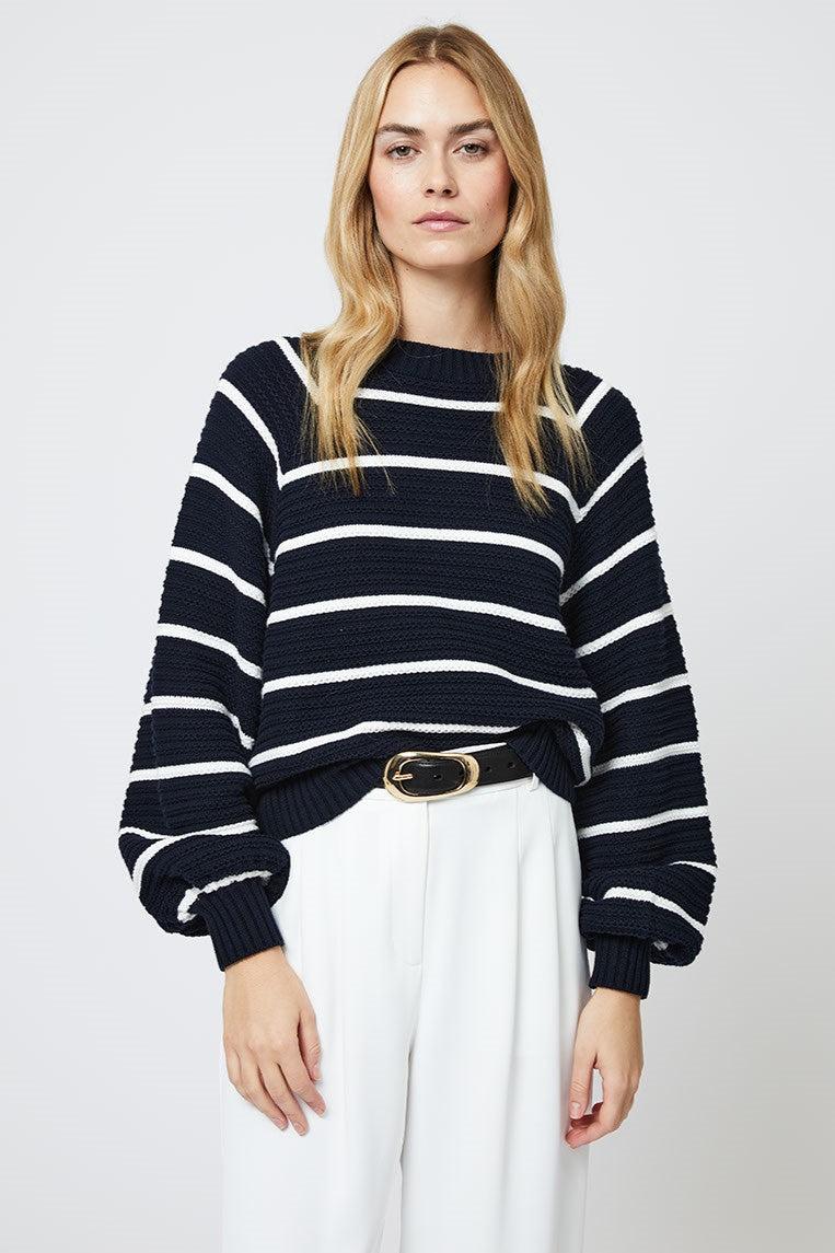 Lily Mozart Striped Crew Neck-Core Sweaters-Happy on Main