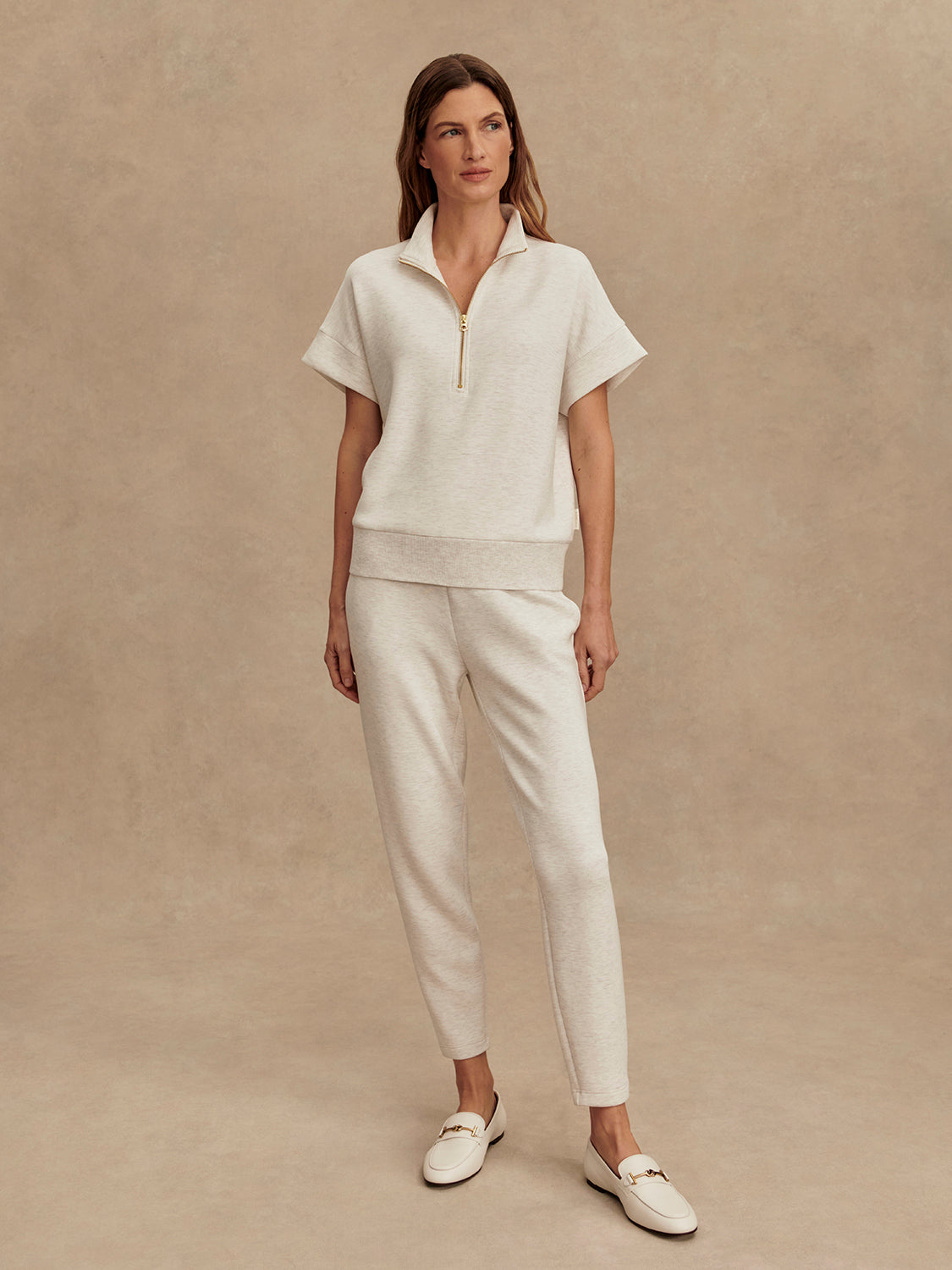 Ritchie Short Sleeve Sweat - Ivory Marl-Varley-Happy on Main