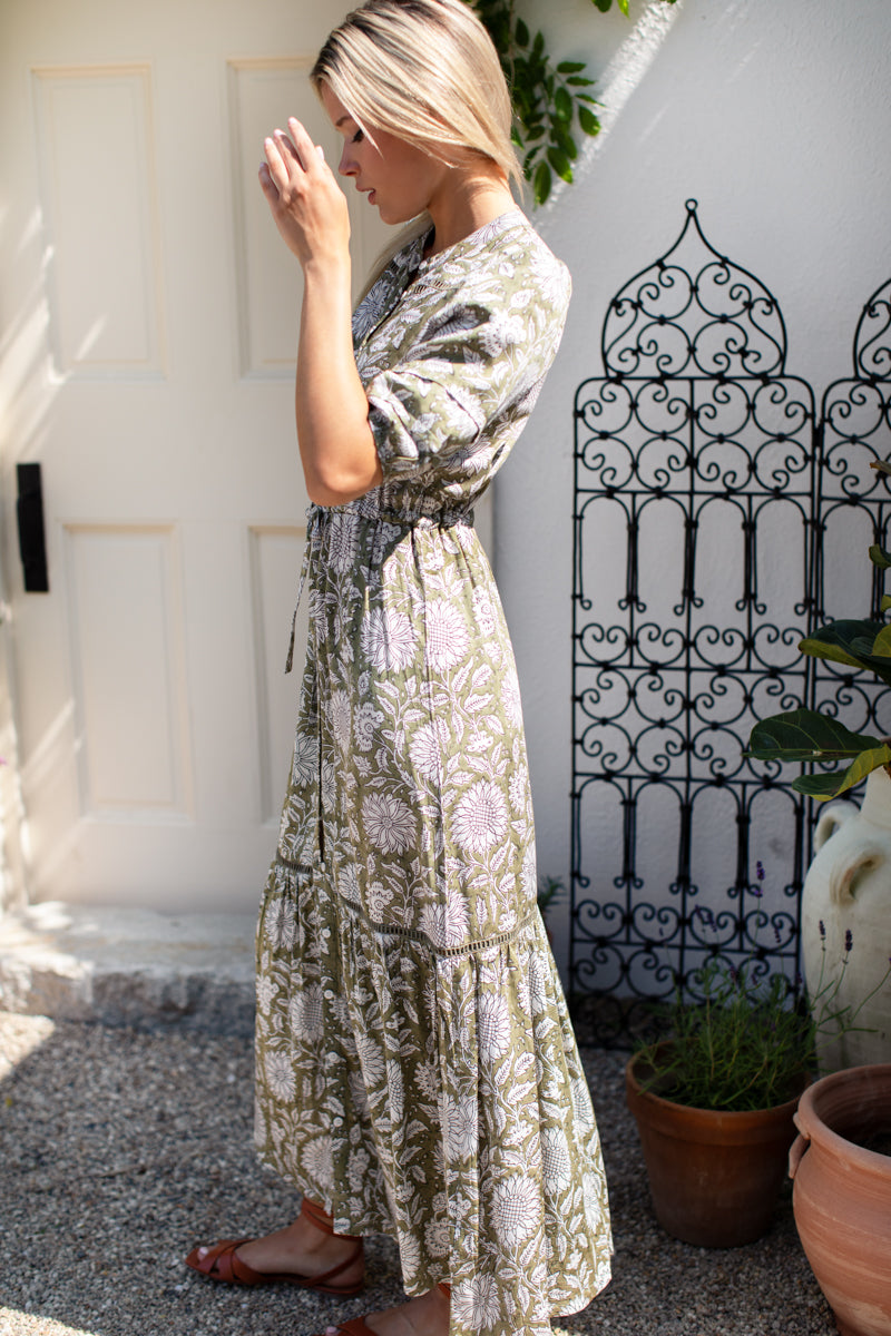 Lucy 4 Short Sleeve Dress - Arles Gothic Olive-Emerson Fry-Happy on Main