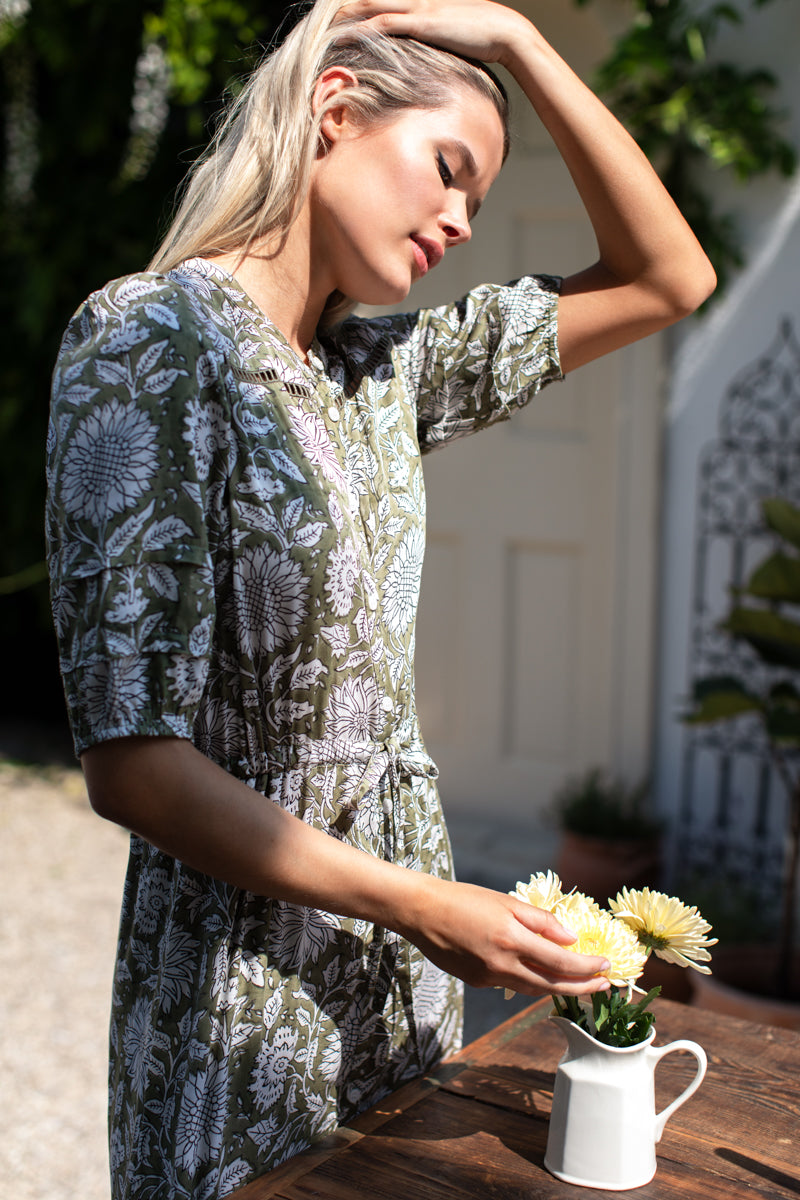 Lucy 4 Short Sleeve Dress - Arles Gothic Olive-Emerson Fry-Happy on Main