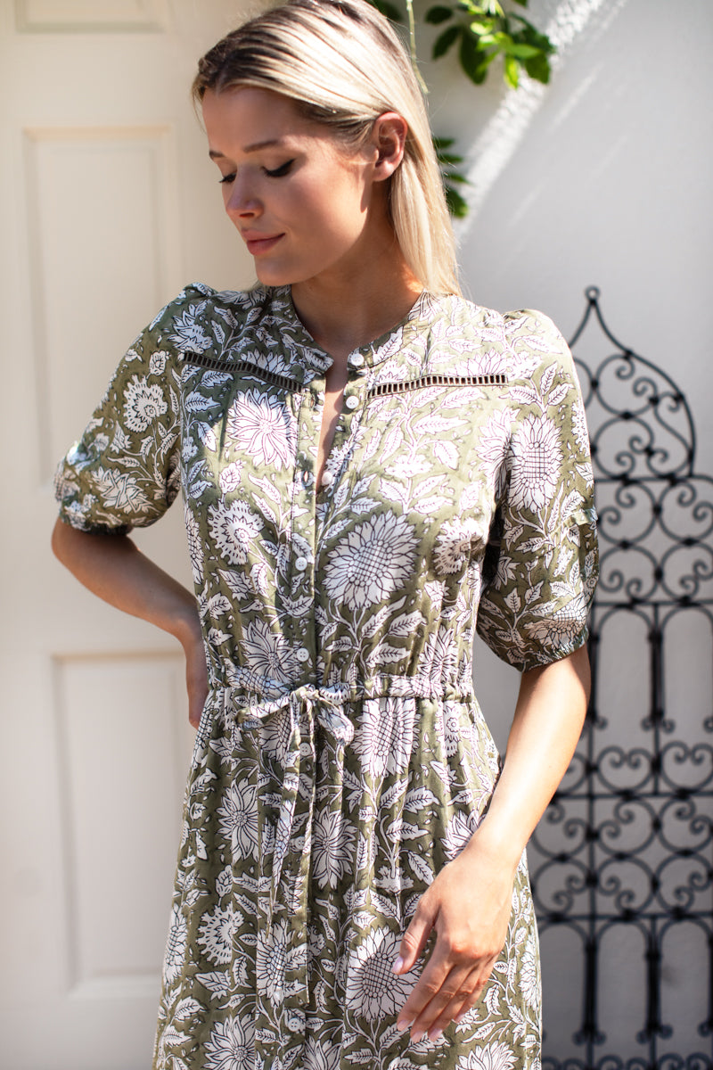 Lucy 4 Short Sleeve Dress - Arles Gothic Olive-Emerson Fry-Happy on Main