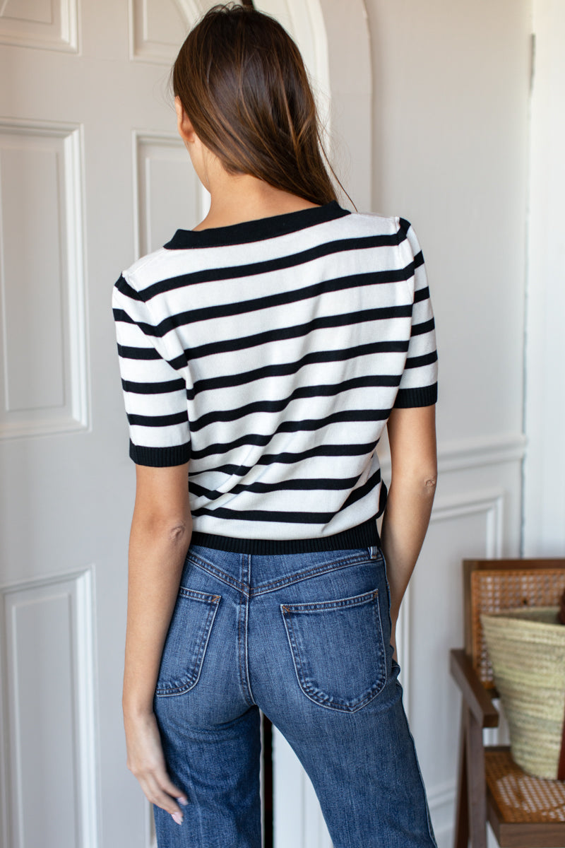 Luxe Emerson Knit Top - Mariner Stripe Tencel + Cashmere-Emerson Fry-Happy on Main