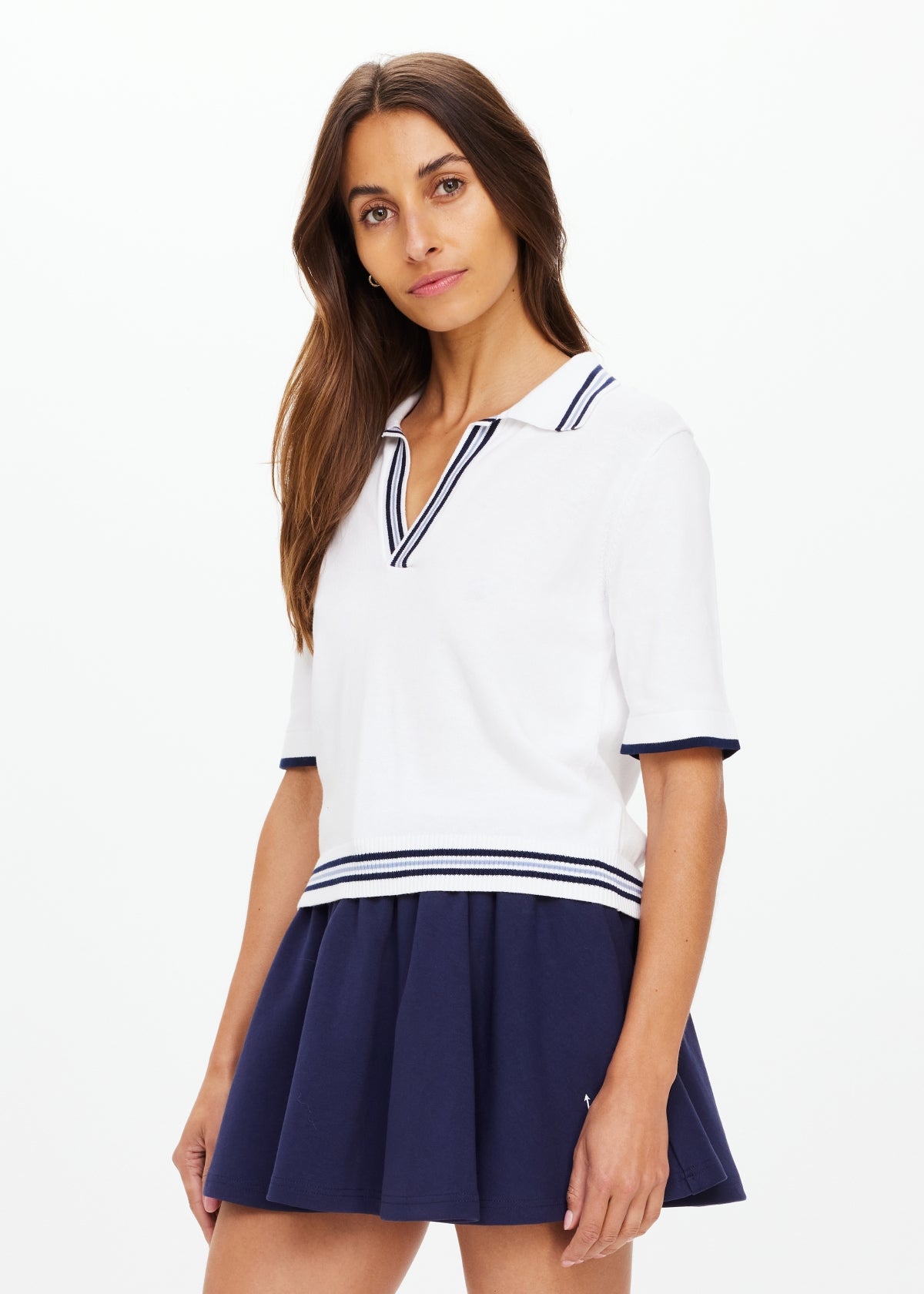 Archie Collared Knit Polo - White-The Upside-Happy on Main