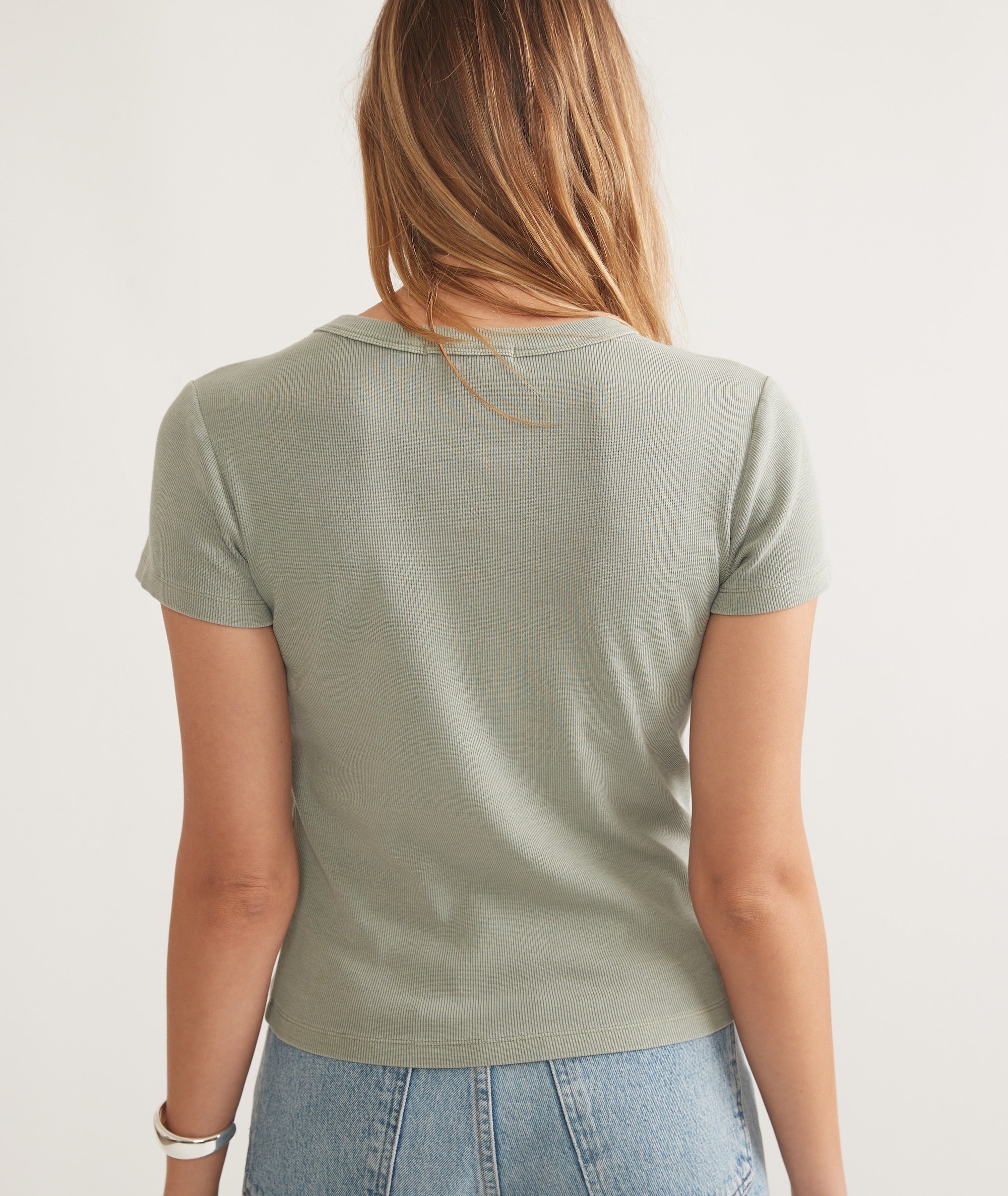 Lexi Rib Sun-In Crew Tee - Faded Olive-Marine Layer-Happy on Main