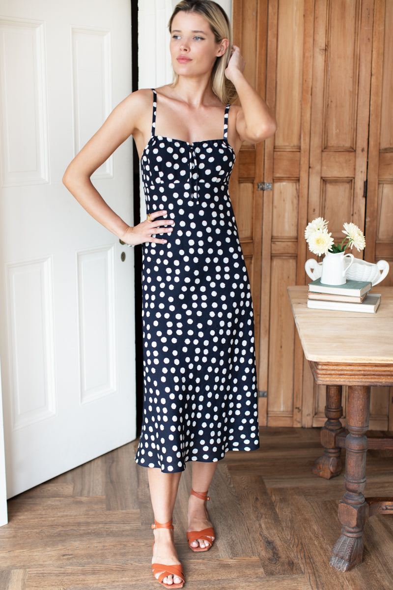 Amy Bias Sundress - Large Dots Parisian Night + Ivory-Emerson Fry-Happy on Main