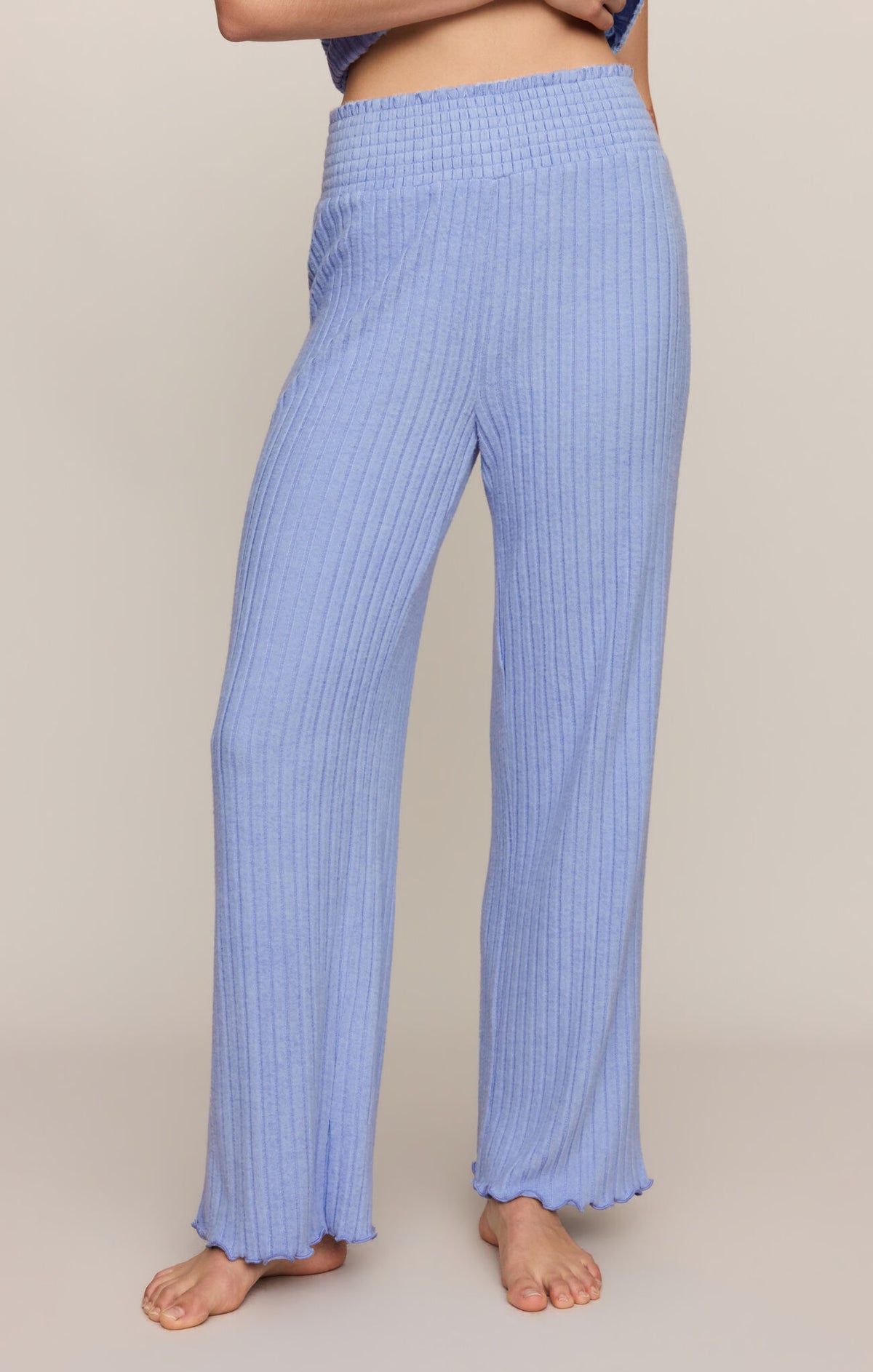 Dawn Smocked Rib Pant - Crystal Blue-Z Supply-Happy on Main