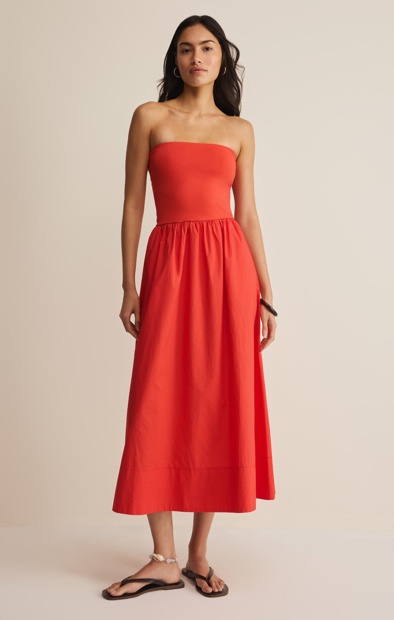 Sunsought Strapless Midi Dress - Lychee-Z Supply-Happy on Main