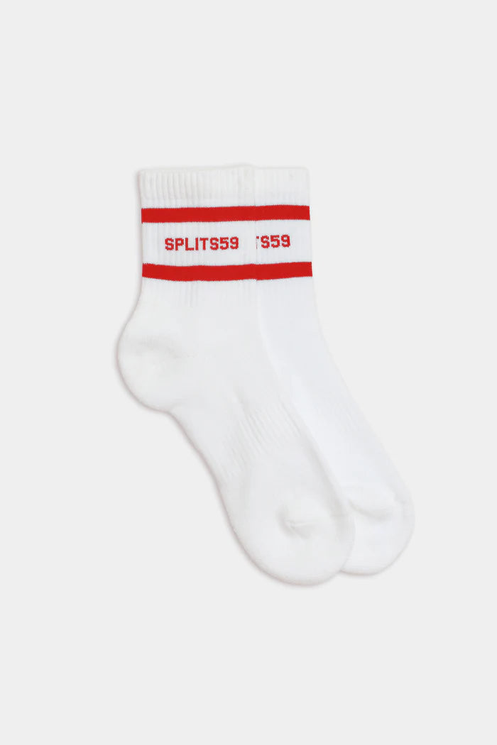 Logo Stripe Quarter Socks - Lotus Red-Splits59-Happy on Main